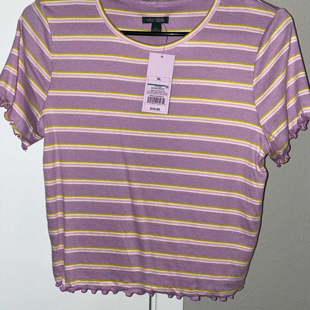 purple and green striped crop top